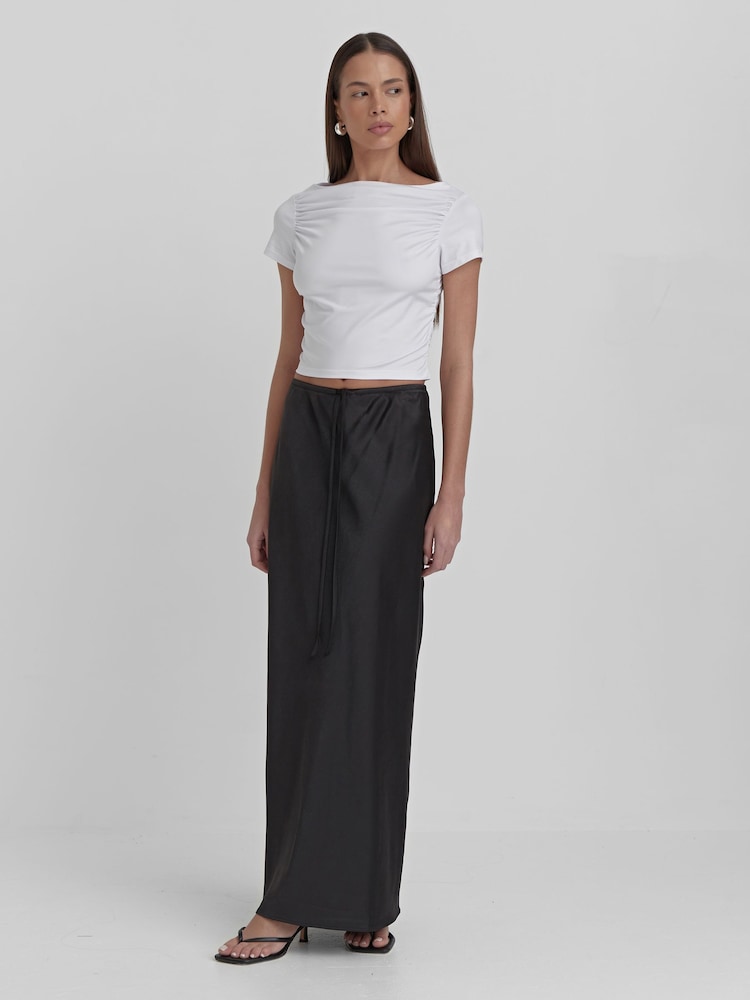 4th & Reckless Black Yimena Satin Midaxi Skirt - Image 1 of 5