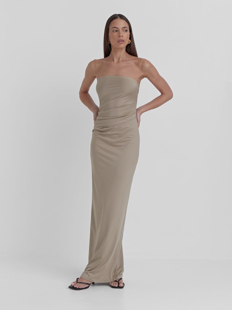 4th & Reckless Cream Andi Slinky Bandeau Midaxi Dress - Image 1 of 4