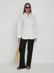 4th & Reckless White Oversized Shayla Open Back 100% Cotton Shirt - Image 3 of 5