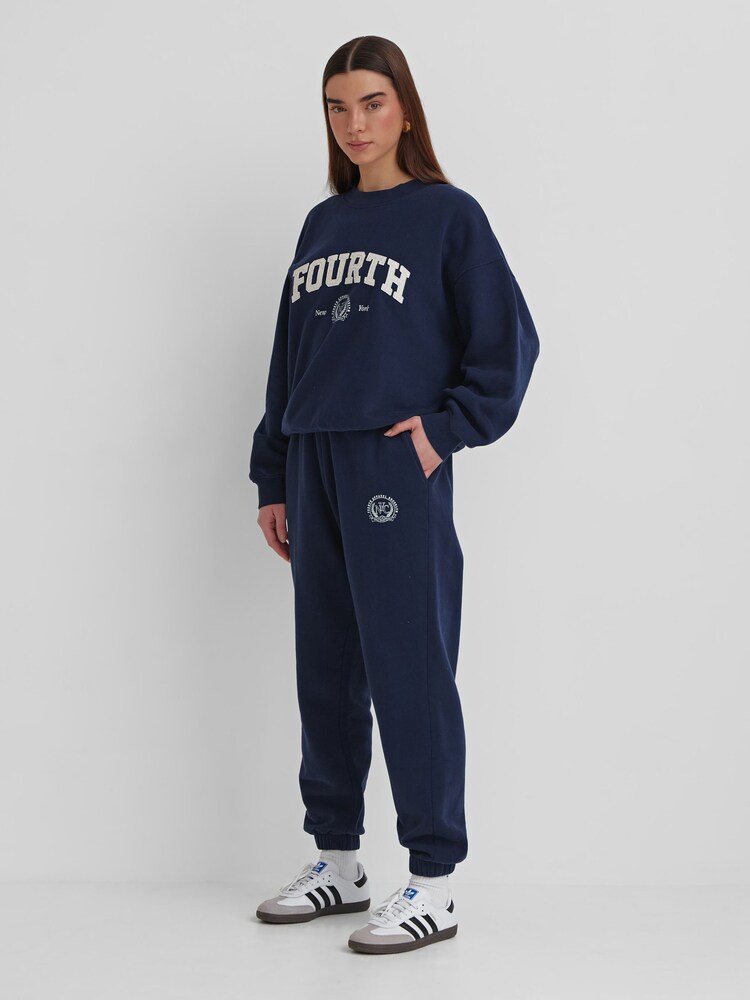 4th & Reckless Blue 100% Cotton Apollo Embroidered Joggers - Image 1 of 5