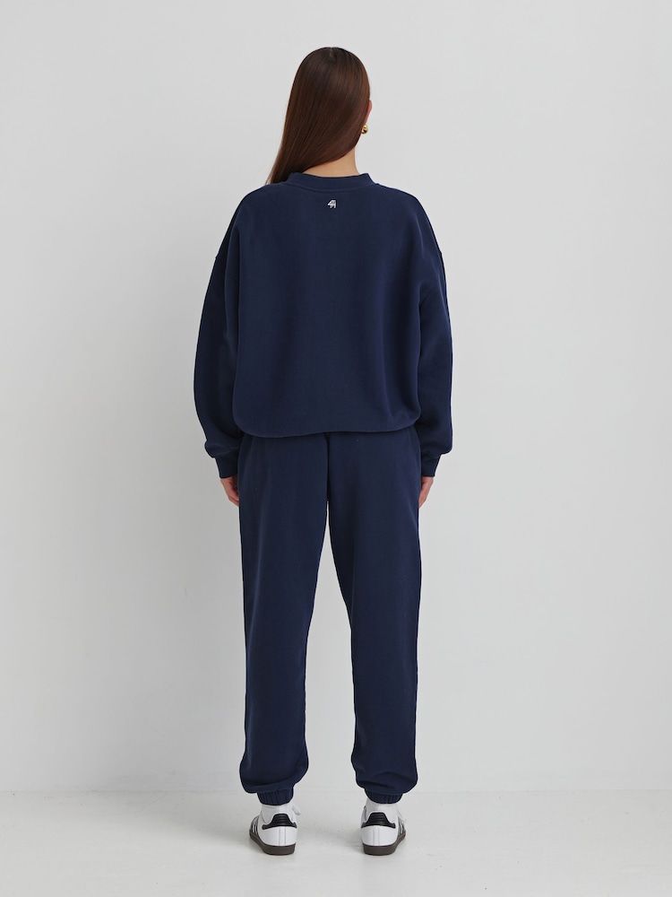 4th & Reckless Blue 100% Cotton Apollo Embroidered Joggers - Image 2 of 5