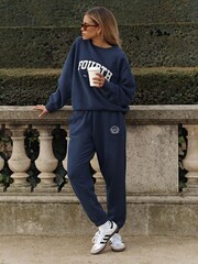 4th & Reckless Blue 100% Cotton Apollo Embroidered Joggers - Image 5 of 5