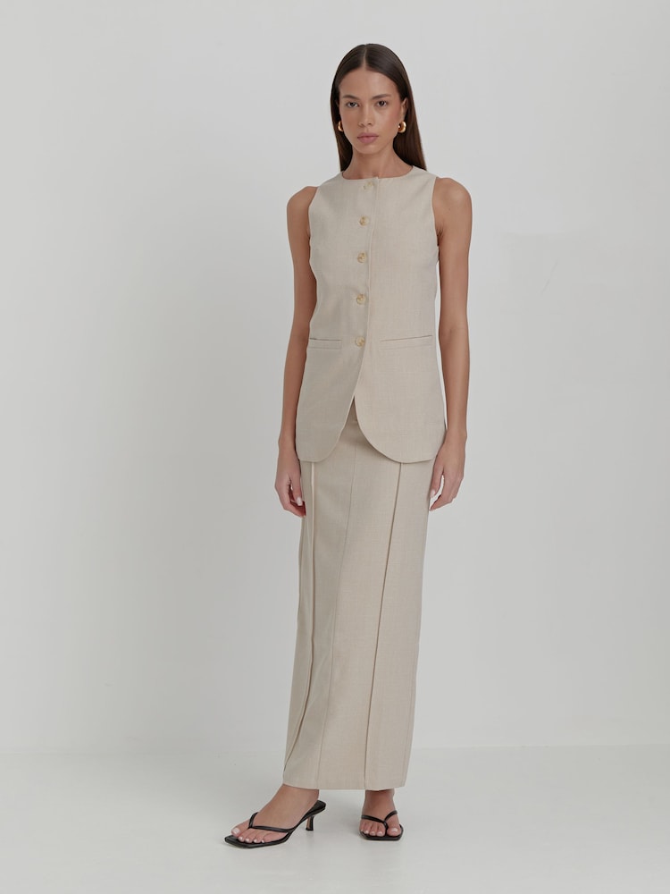 4th & Reckless Cream Marcallo Tailored Midaxi Skirt - Image 1 of 4