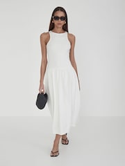4th & Reckless White Shannon Jersey Drop Waist Dress - Image 1 of 5