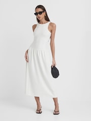 4th & Reckless White Shannon Jersey Drop Waist Dress - Image 3 of 5
