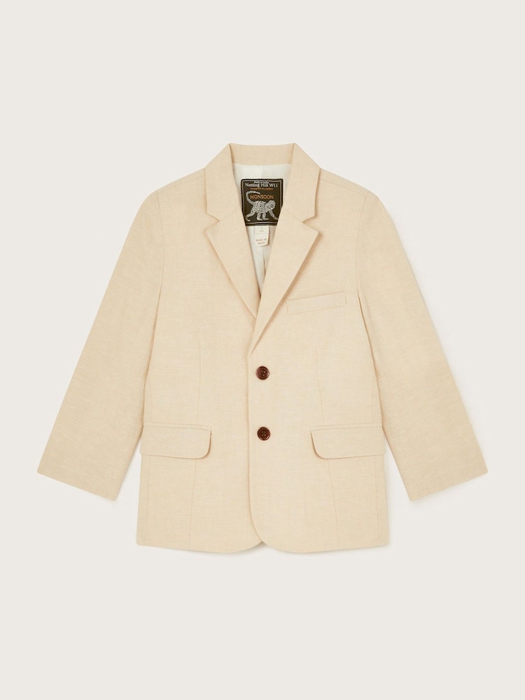 Monsoon Natural Smart Pocket Detail Cotton/Linen Mix Blazer - Image 2 of 4