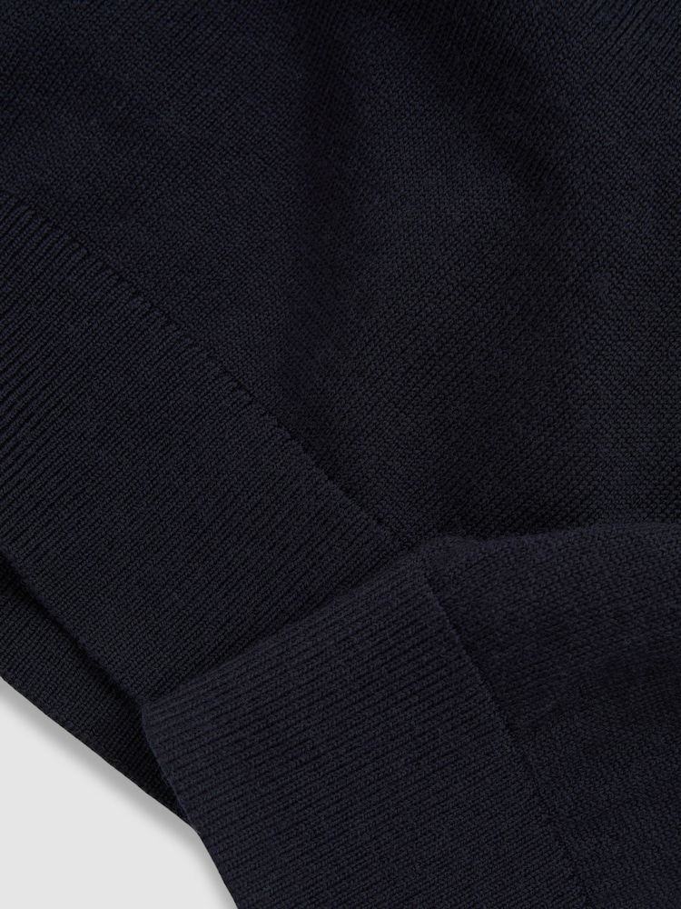 Reiss Navy Blackhall 9-13 yrs Merino Wool Half-Zip Funnel Neck Jumper - Image 4 of 4