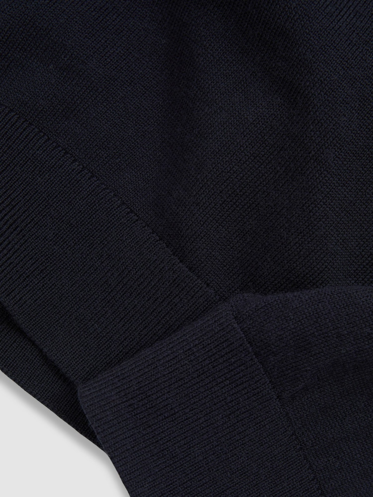 Reiss Navy Blackhall 9-13 yrs Merino Wool Half-Zip Funnel Neck Jumper - Image 4 of 4 Reiss Navy Blackhall 9-13 yrs Merino Wool Half-Zip Funnel Neck Jumper - Image 4 of 4
