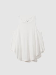 Reiss White Lucy Linen Waterfall Vest - Image 2 of 5