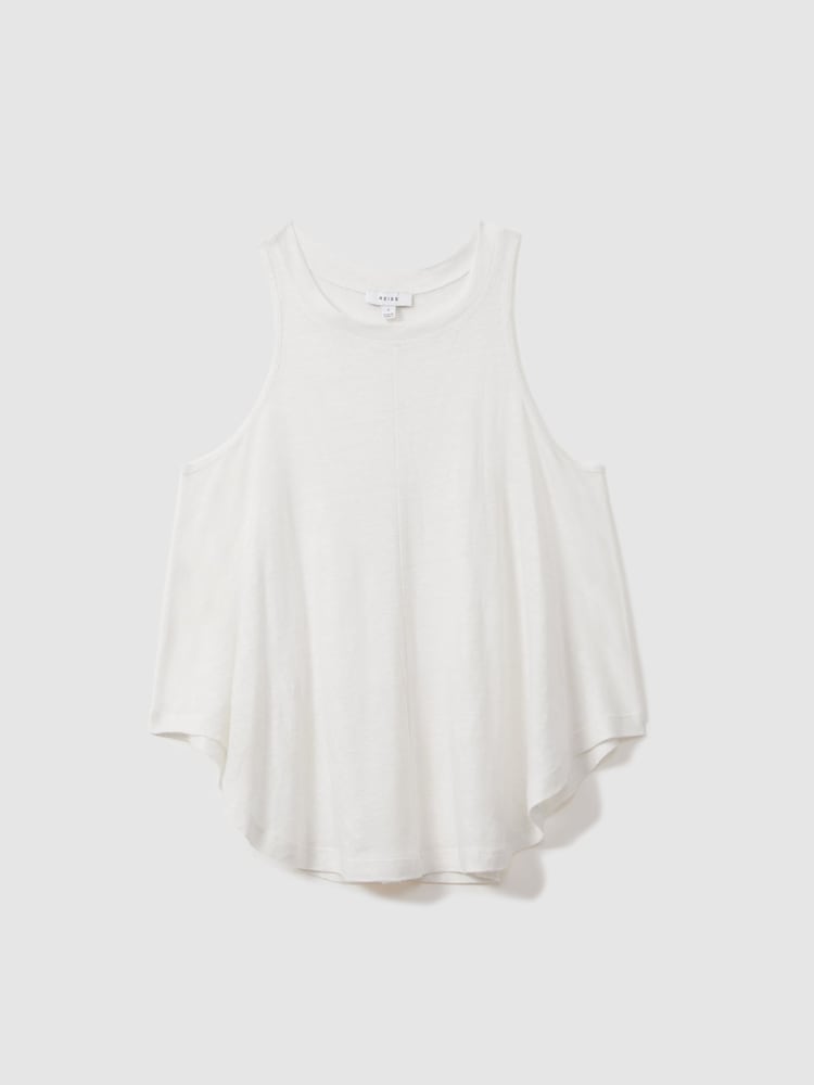 Reiss White Lucy Linen Waterfall Vest - Image 2 of 5
