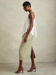 Reiss White Lucy Linen Waterfall Vest - Image 3 of 5