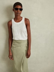 Reiss White Lucy Linen Waterfall Vest - Image 4 of 5
