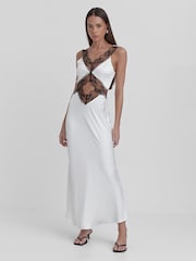4th & Reckless White Kelsey Satin Lace Slip Dress - Image 4 of 5
