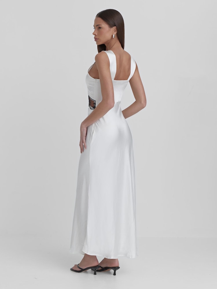 4th & Reckless White Kelsey Satin Lace Slip Dress - Image 5 of 5