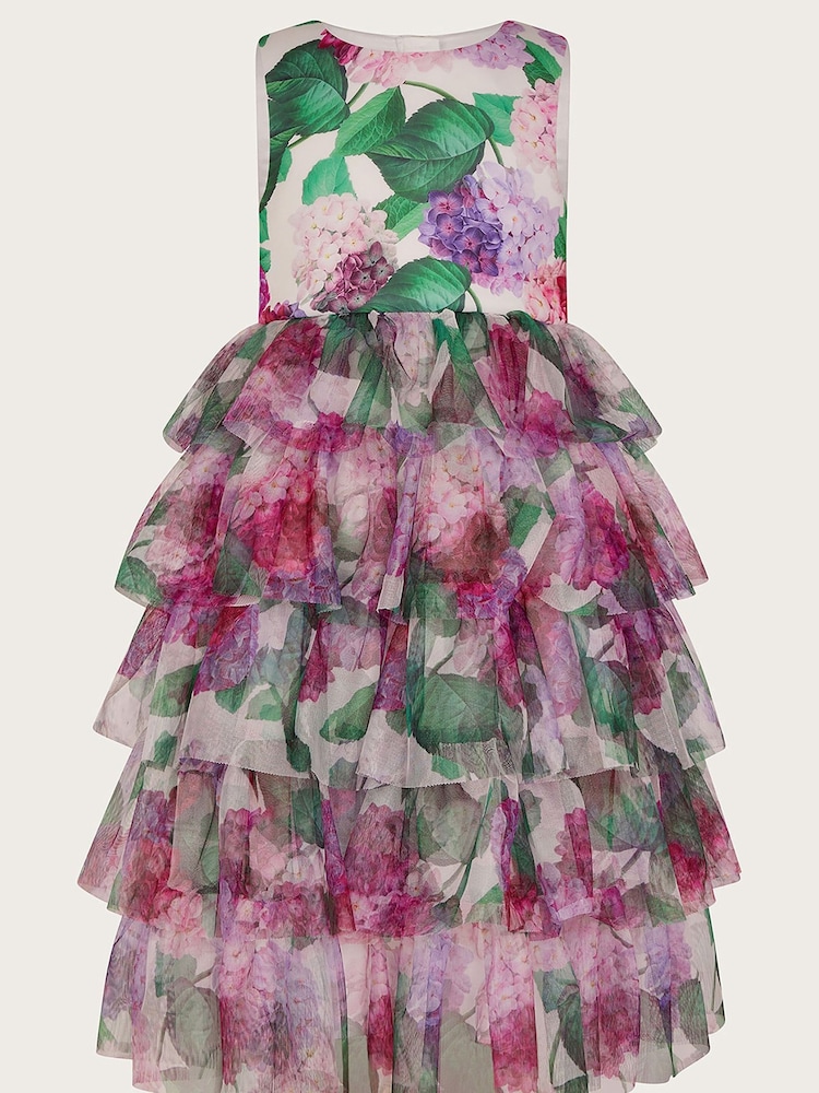 Monsoon Pink Hydrangea Scuba Ruffle Dress - Image 2 of 4
