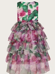 Monsoon Pink Hydrangea Scuba Ruffle Dress - Image 3 of 4