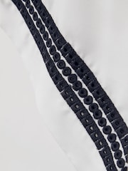 Reiss White/Navy Sharday Relaxed Embroidered Trim Cuban Collar Shirt - Image 5 of 5