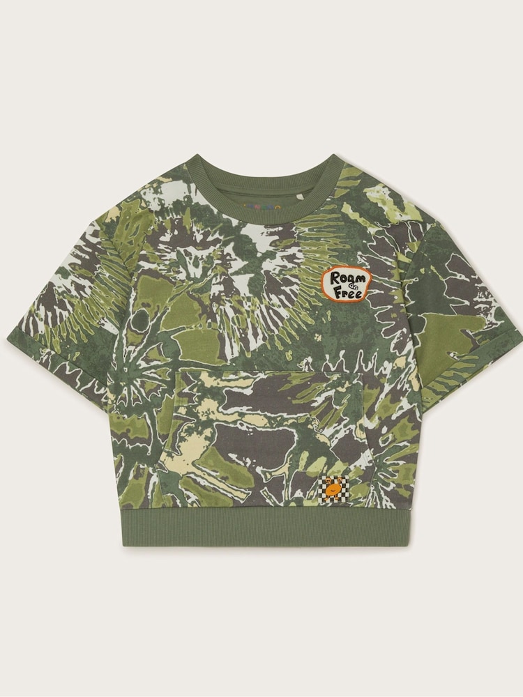 Monsoon Green Came Tie-Dye Short Sleeve Sweat Top - Image 1 of 3