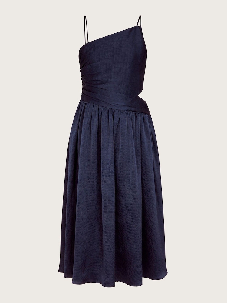 Monsoon Blue Satin Cut-Out Prom Dress - Image 1 of 3