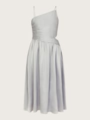 Monsoon Silver Satin Cut-Out Prom Dress - Image 1 of 3