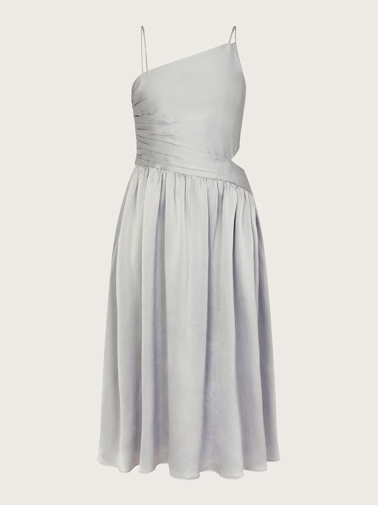 Monsoon Silver Satin Cut-Out Prom Dress - Image 1 of 3