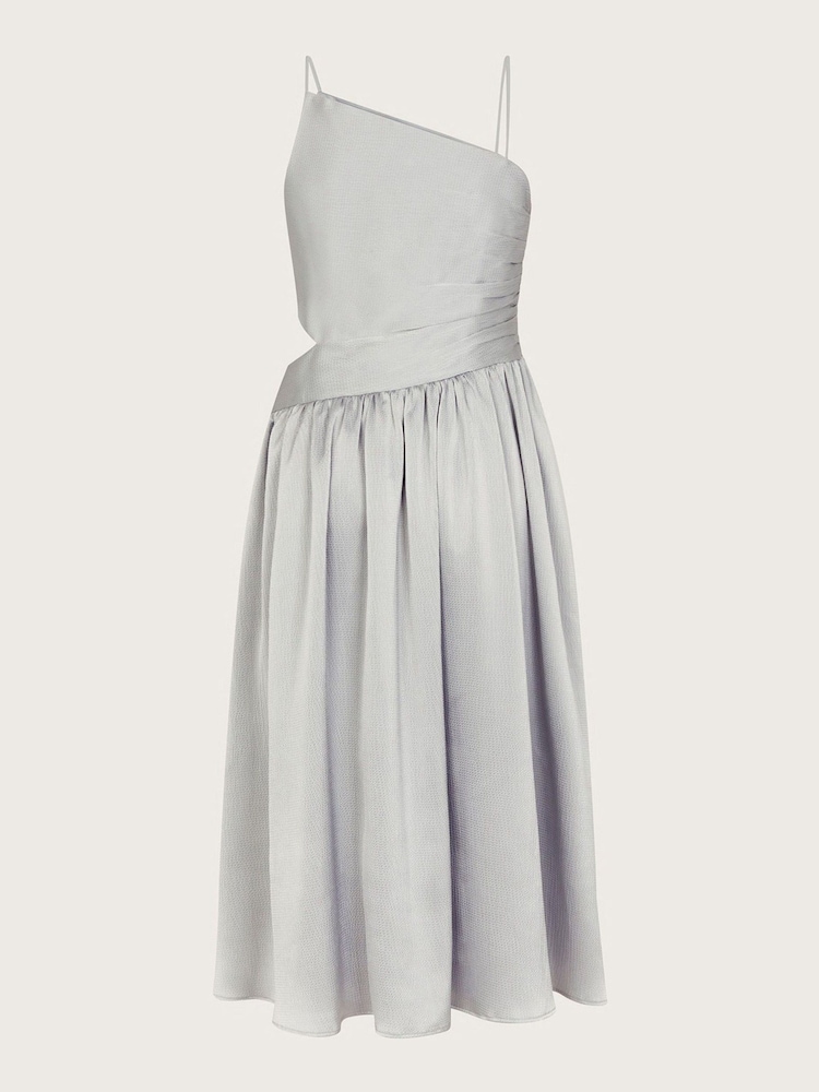 Monsoon Silver Satin Cut-Out Prom Dress - Image 2 of 3
