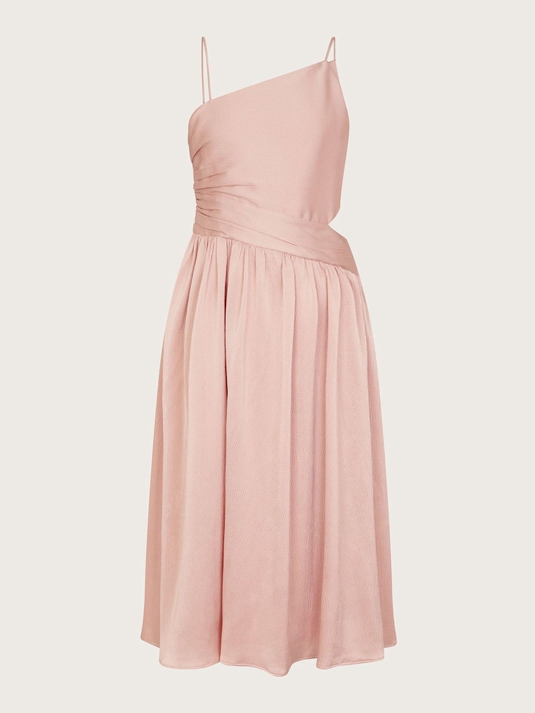 Monsoon Pink Satin Cut-Out Prom Dress - Image 1 of 3