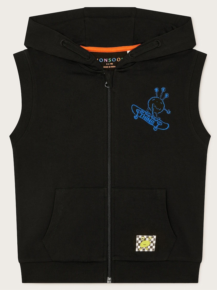 Monsoon Black Sleeveless Zip-Up Hoodie - Image 1 of 3
