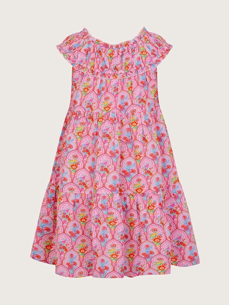 Monsoon Pink Floral Tile Beach Dress - Image 2 of 3 Monsoon Pink Floral Tile Beach Dress - Image 2 of 3