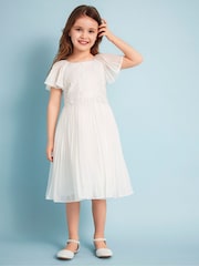 Monsoon Natural Otissa Lace Pleated Dress - Image 1 of 4