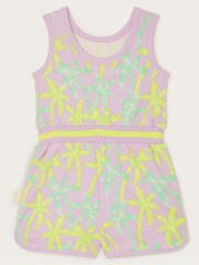 Monsoon Purple Palm Print 100% Cotton Playsuit - Image 2 of 4