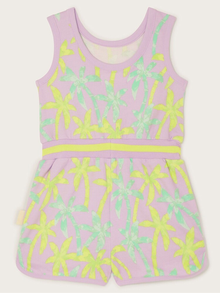Monsoon Purple Palm Print 100% Cotton Playsuit - Image 2 of 4