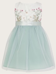 Monsoon Green Baby Maya Scuba Embroidered Dress - Image 2 of 3