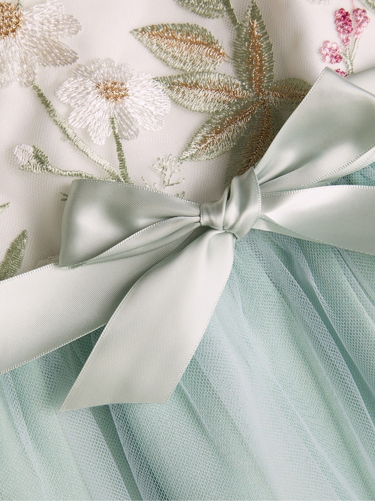 Monsoon Green Baby Maya Scuba Embroidered Dress - Image 3 of 3