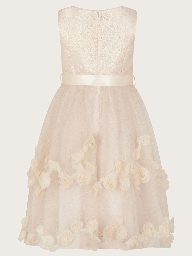 Monsoon Gold Amber Diamanté 3D Roses Dress - Image 2 of 3