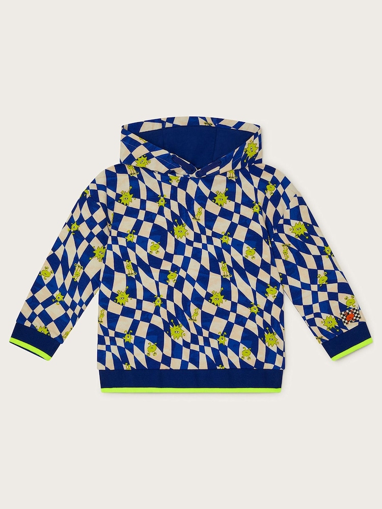 Monsoon Blue Checkerboard Monster Hoodie - Image 2 of 4