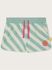 Monsoon Green Stripe Towelling Shorts - Image 2 of 4