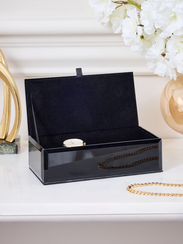 Black Glass Jewellery Box - Image 1 of 1
