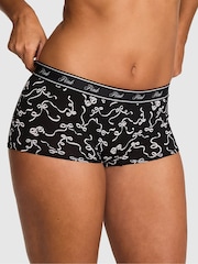 Victoria's Secret PINK Black and Pink Bows Boyshort Cotton Logo Knickers - Image 1 of 2