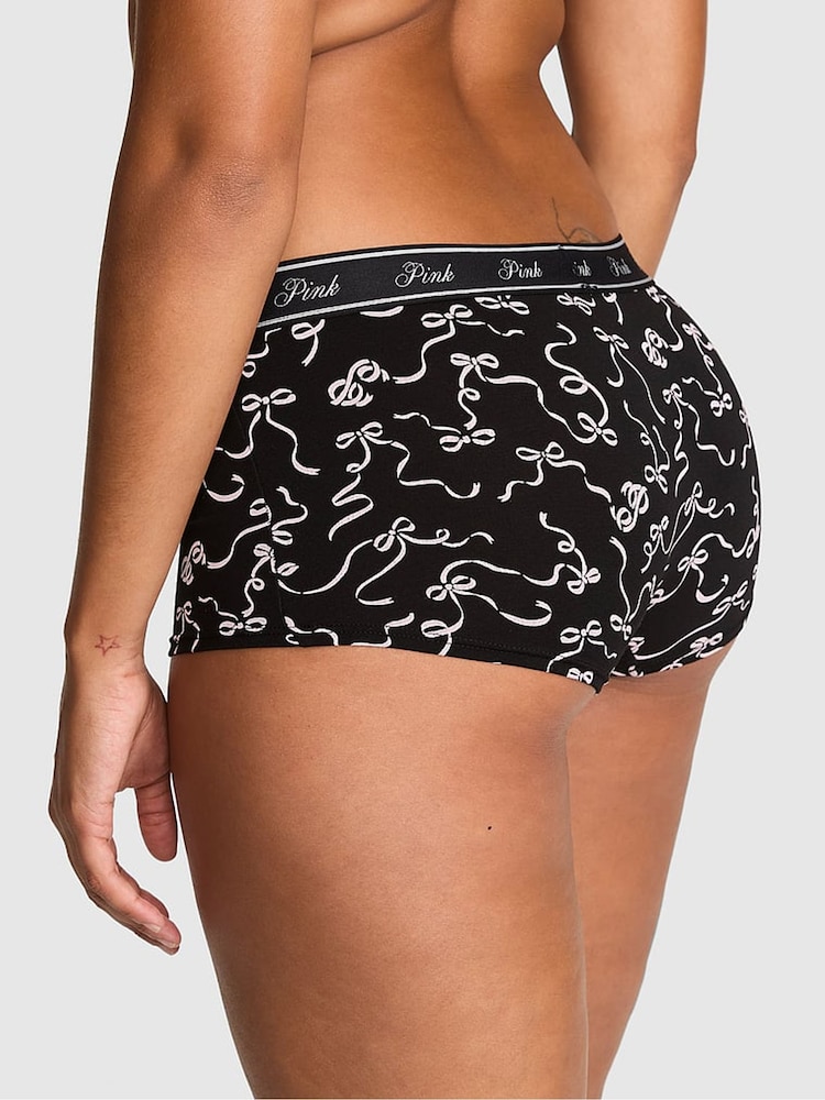 Victoria's Secret PINK Black and Pink Bows Boyshort Cotton Logo Knickers - Image 2 of 2 Victoria's Secret PINK Black and Pink Bows Boyshort Cotton Logo Knickers - Image 2 of 2