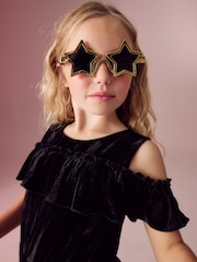 Black Velvet Cold Shoulder Jumpsuit (3-16yrs) - Image 4 of 7