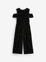 Black Velvet Cold Shoulder Jumpsuit (3-16yrs) - Image 5 of 7