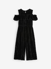 Black Velvet Cold Shoulder Jumpsuit (3-16yrs) - Image 6 of 7