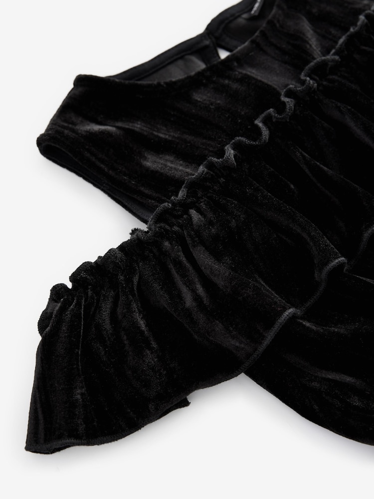 Black Velvet Cold Shoulder Jumpsuit (3-16yrs) - Image 7 of 7