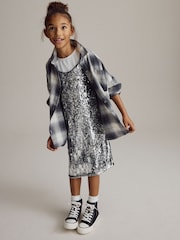 Silver Sequin Slip Dress and T-Shirt Set (3-16yrs) - Image 2 of 8