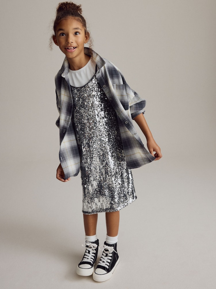 Silver Sequin Slip Dress and T-Shirt Set (3-16yrs) - Image 2 of 8