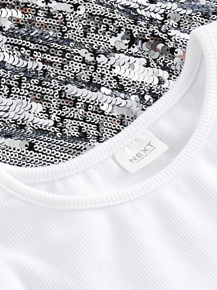 Silver Sequin Slip Dress and T-Shirt Set (3-16yrs) - Image 8 of 8