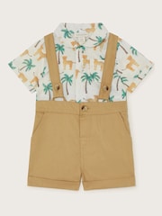 Monsoon Green 100% Cotton Newborn Jungle Shirt and Dungarees Set - Image 1 of 3