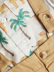 Monsoon Green 100% Cotton Newborn Jungle Shirt and Dungarees Set - Image 3 of 3