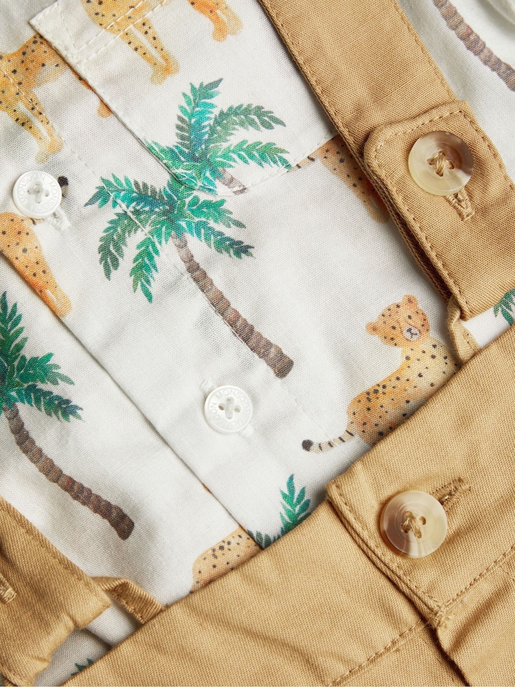 Monsoon Green 100% Cotton Newborn Jungle Shirt and Dungarees Set - Image 3 of 3